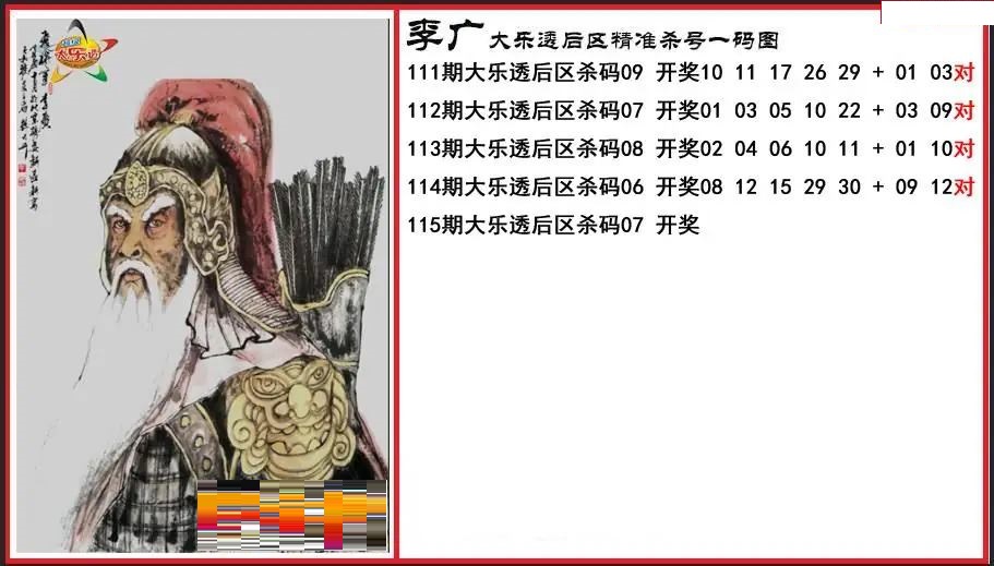 李广后区精准杀号一码图