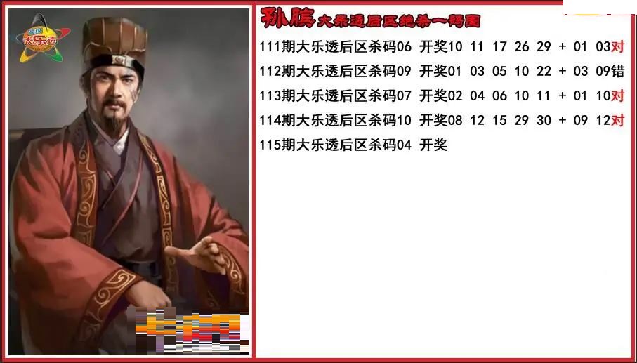 孙膑后区绝杀一码图
