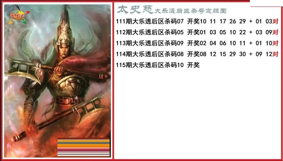 太史慈后区杀号定胆图