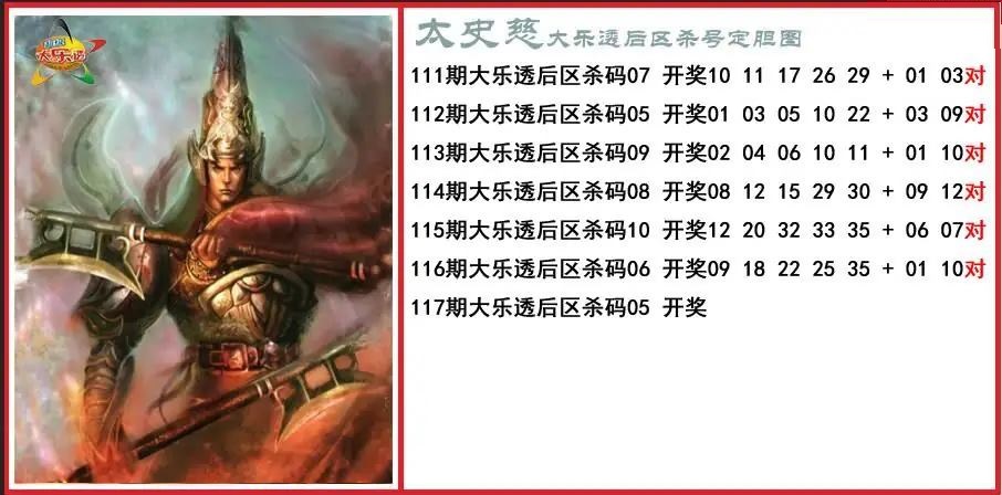太史慈后区杀号定胆图