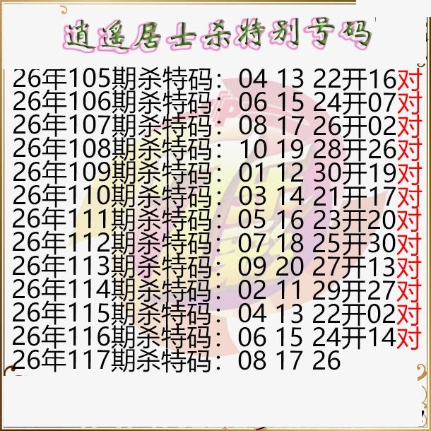 逍遥居士杀特别号码图