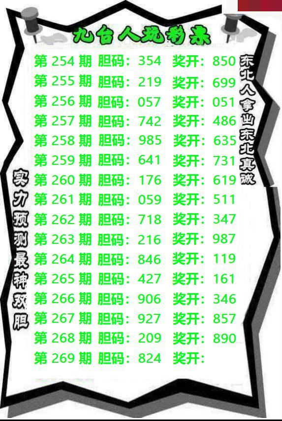 九台胆码