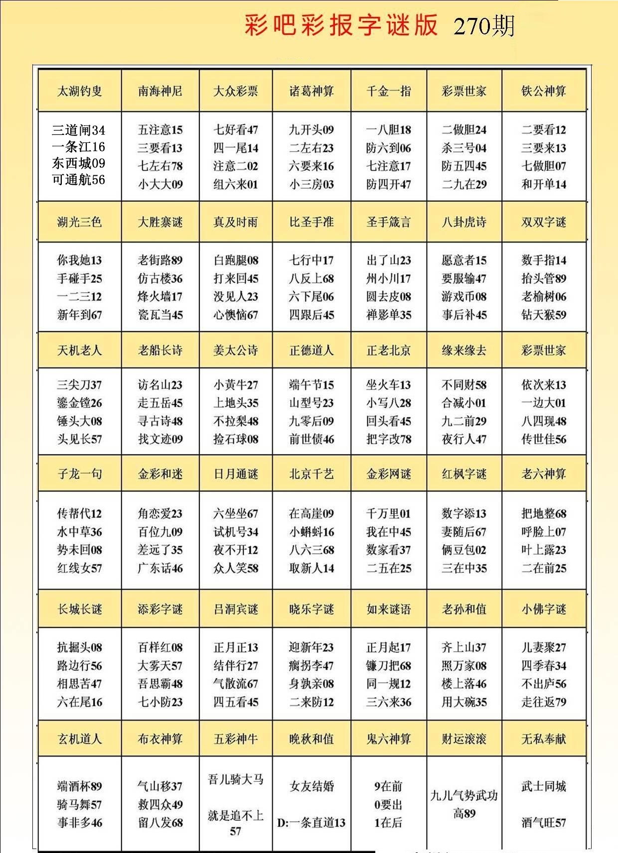 彩吧彩报字谜版