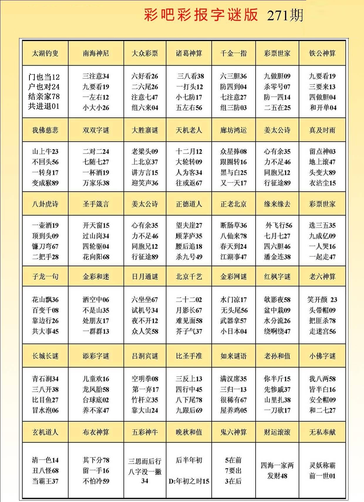 彩吧彩报字谜版