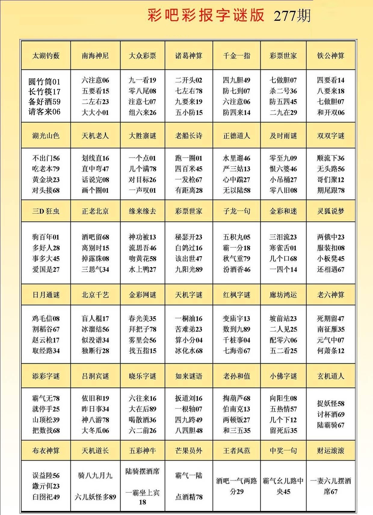 彩吧彩报字谜版