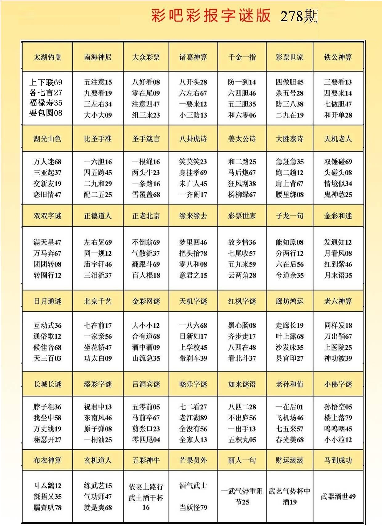 彩吧彩报字谜版