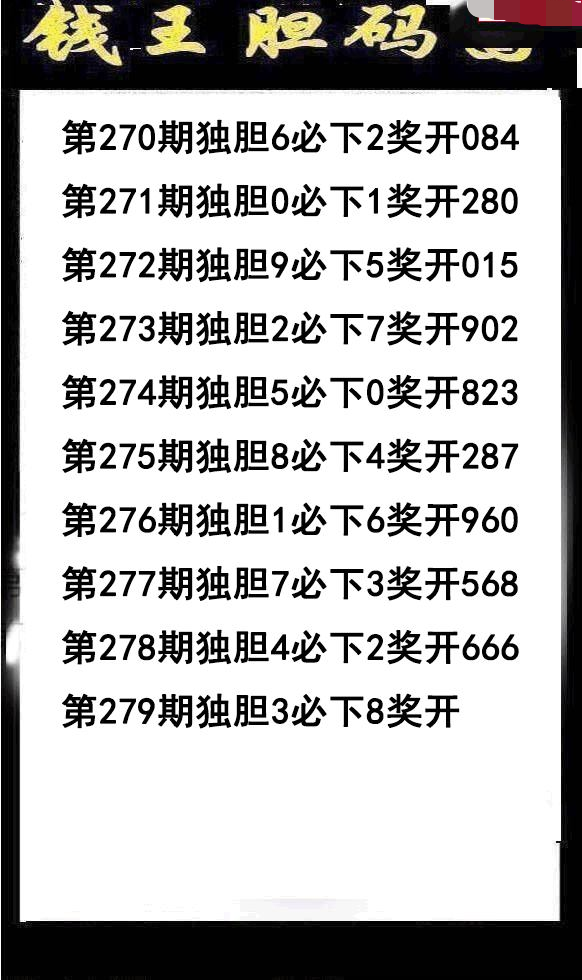 钱王胆码