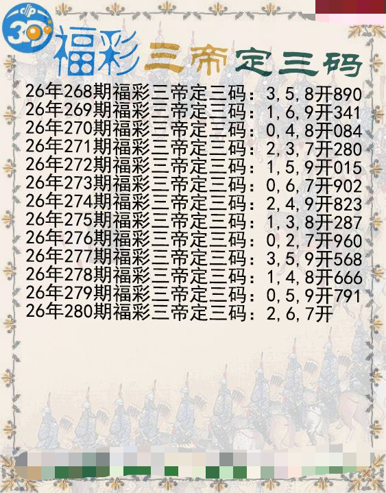 福彩三帝定三码