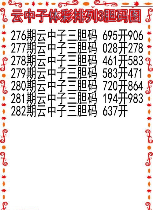 云中子胆码图