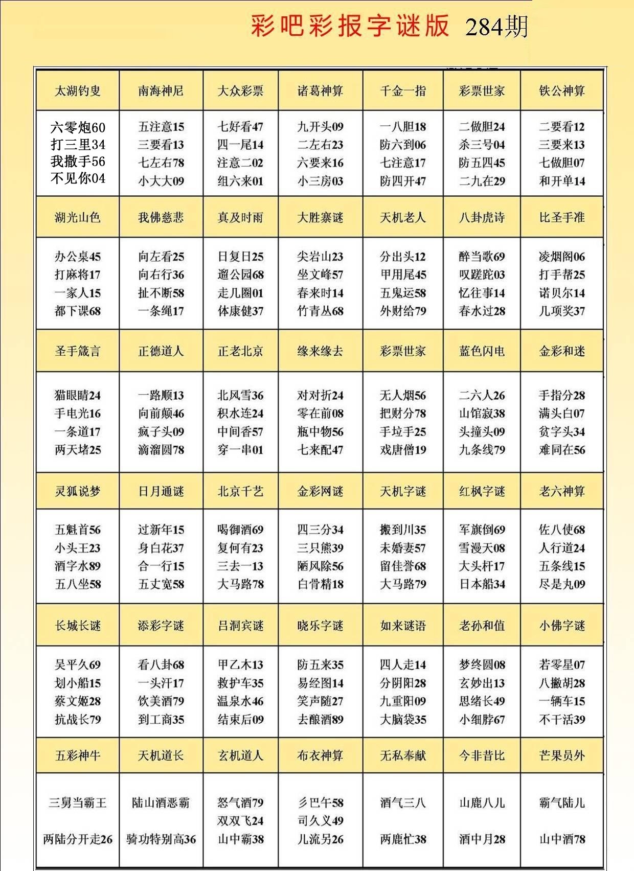彩吧彩报字谜版