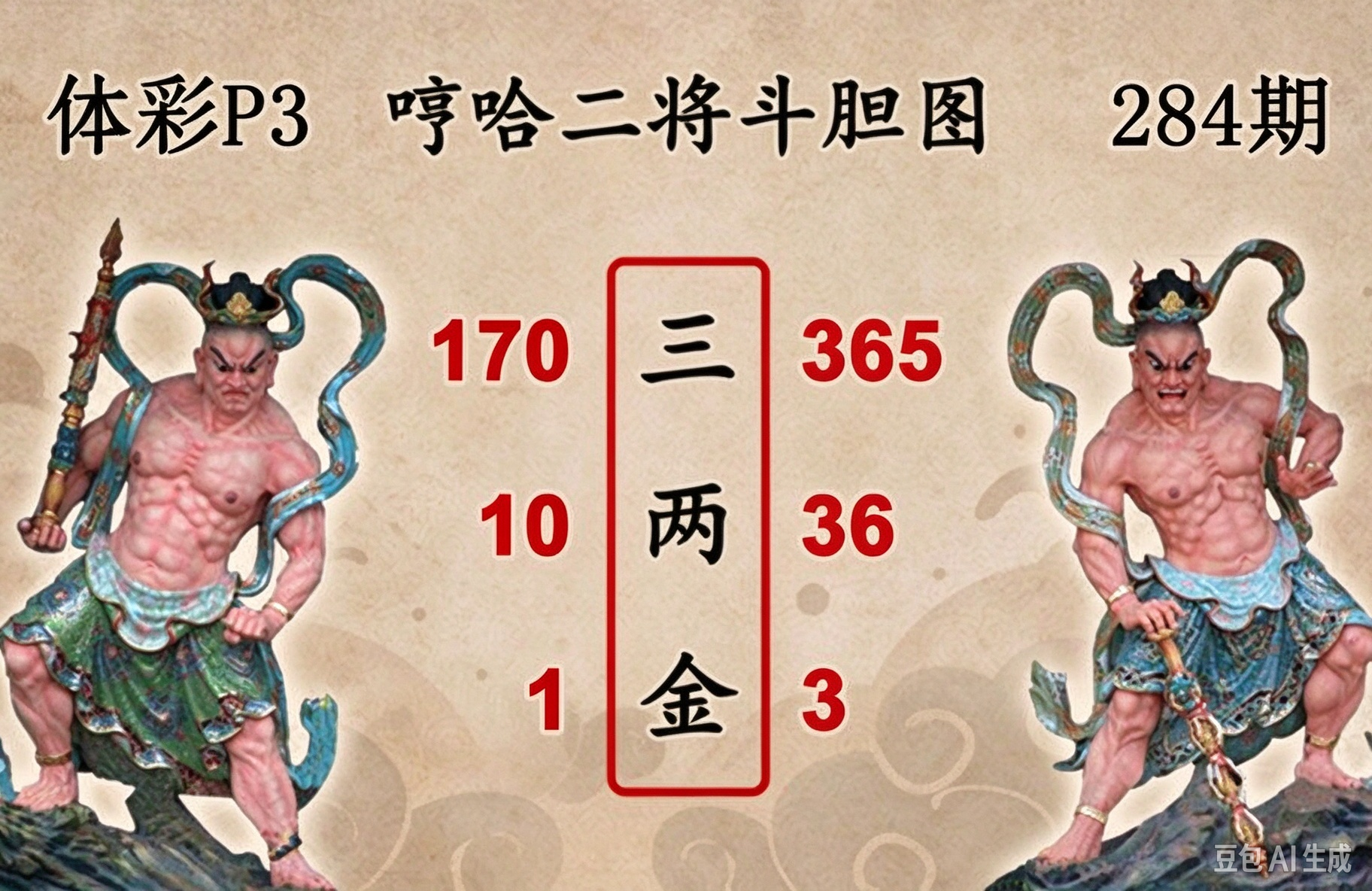 哼哈二将斗胆图
