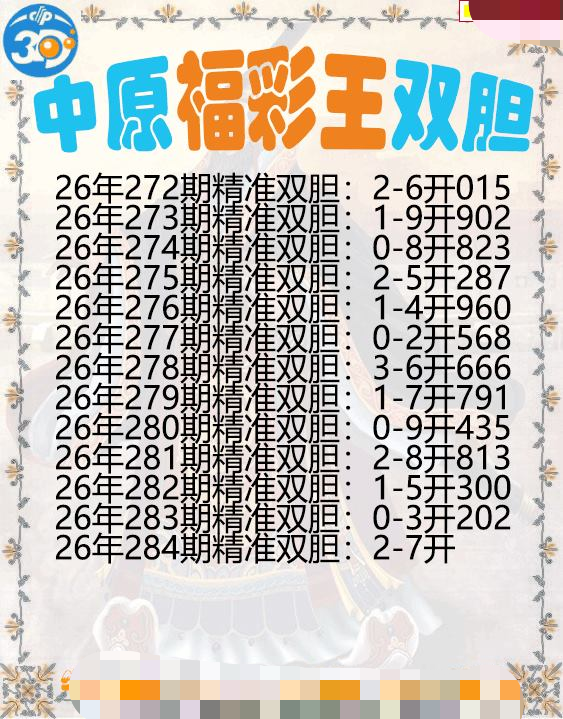 中原福彩王双胆