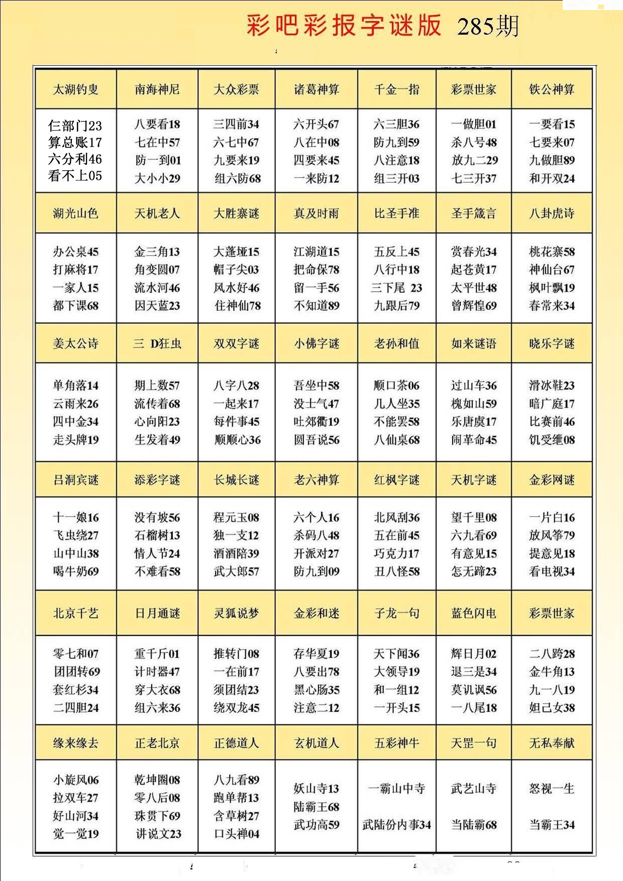 彩吧彩报字谜版