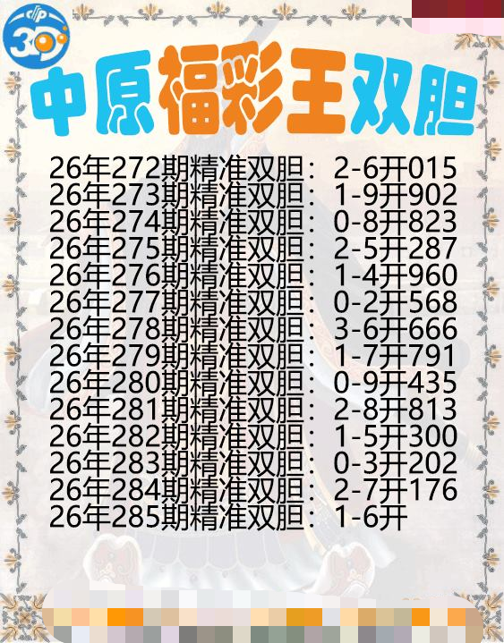 中原福彩王双胆