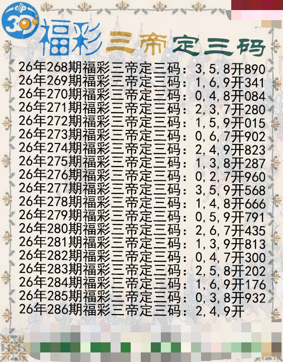 福彩三帝定三码