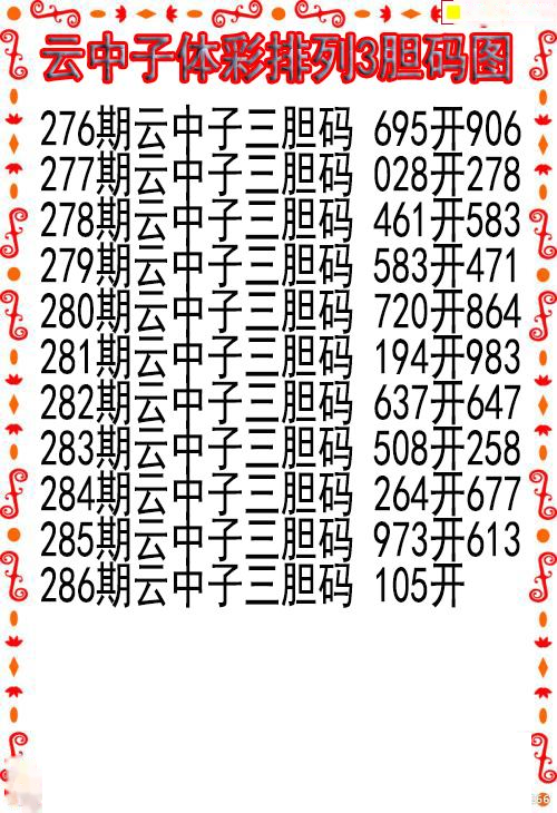 云中子胆码图