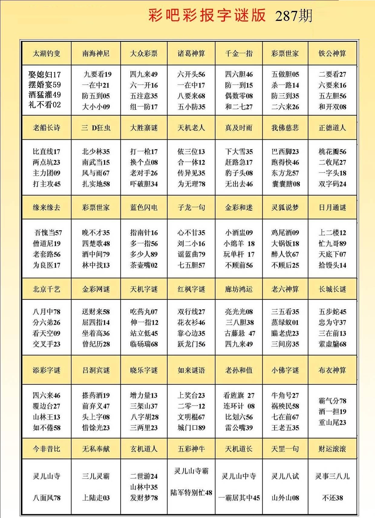 彩吧彩报字谜版