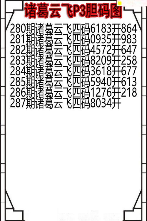 诸葛云飞胆码图