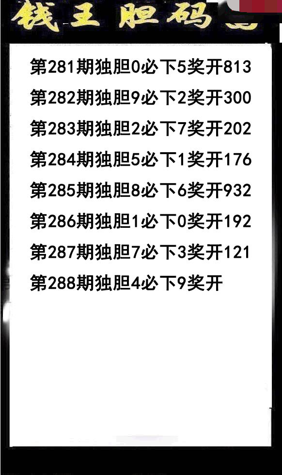 钱王胆码