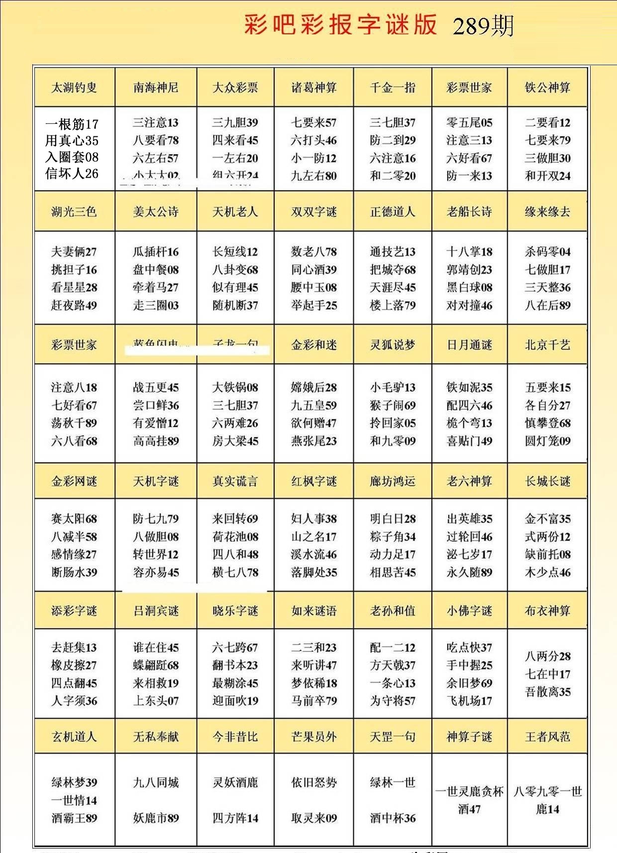 彩吧彩报字谜版