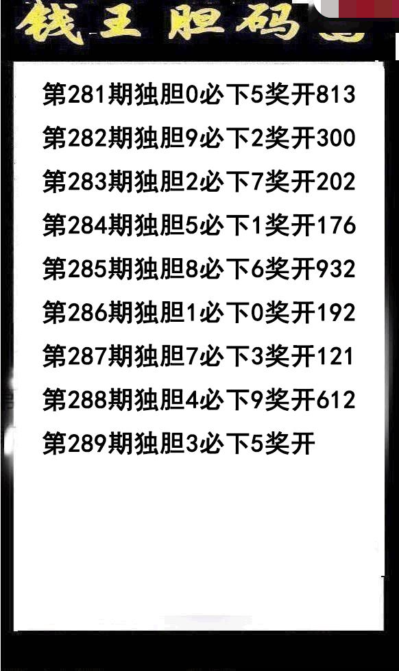 钱王胆码