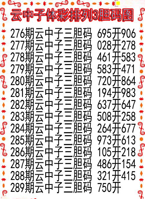 云中子胆码图