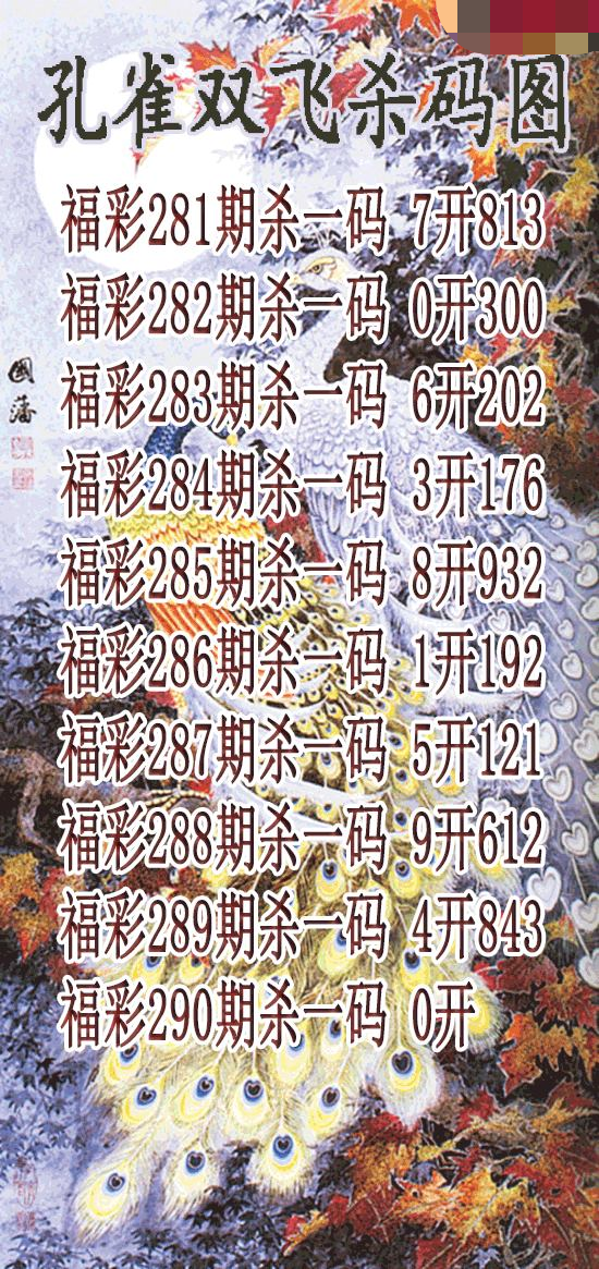 孔雀双飞杀码