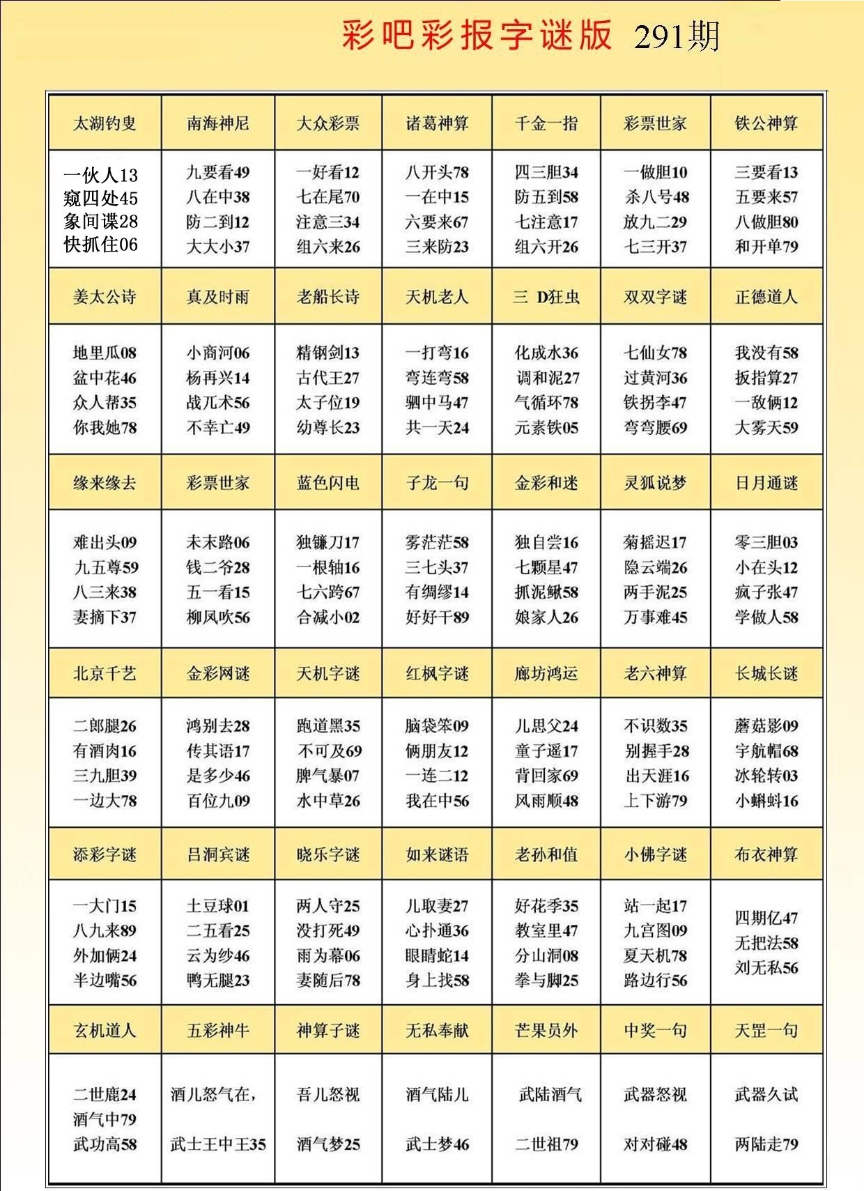 彩吧彩报字谜版